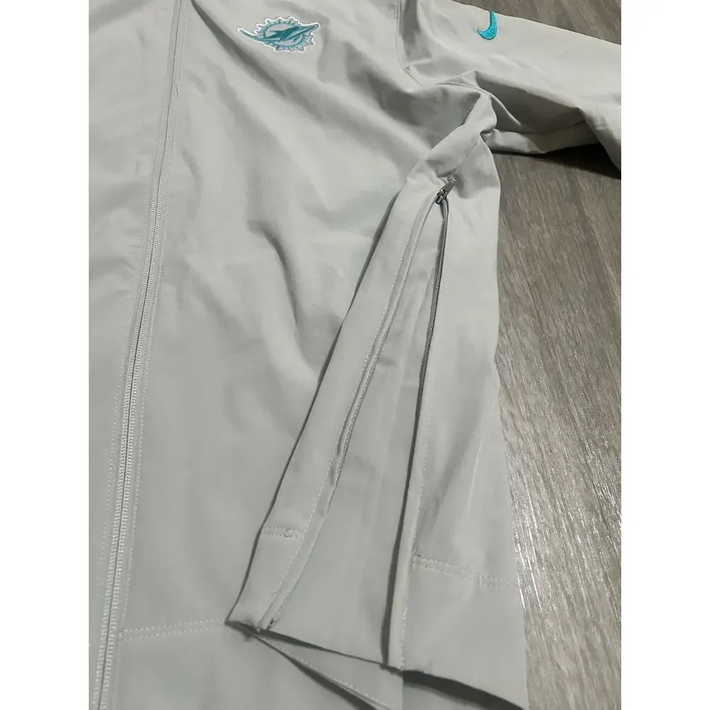 Nike NFL Miami Dolphins Jacket Mens M Gray On-Field Track Coaches Windbreaker